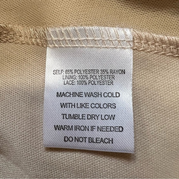 Women’s Tan Long Sleeves Round Neck Tunic Loose Fit Lined Dress Size L - Picture 11 of 13